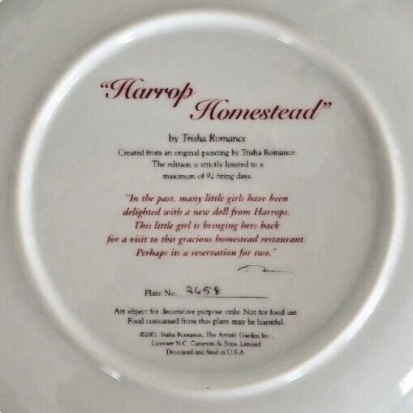 Trisha Romance "Harrop Homestead" Framed Collector Plate No. 2658 - Picture 4 of 5